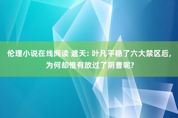 伦理小说在线阅读 遮天: 叶凡平稳了六大禁区后， 为何却惟有放过了阴曹呢?