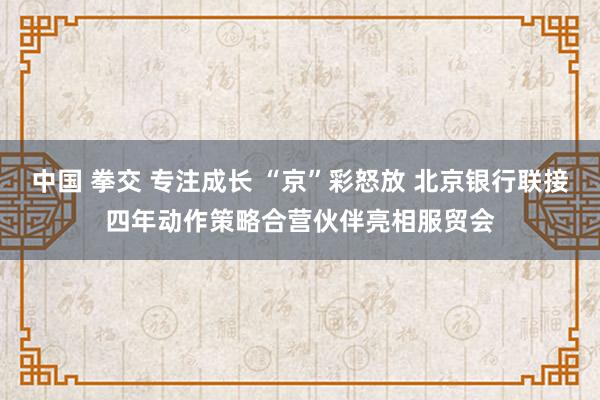 中国 拳交 专注成长 “京”彩怒放 北京银行联接四年动作策略合营伙伴亮相服贸会