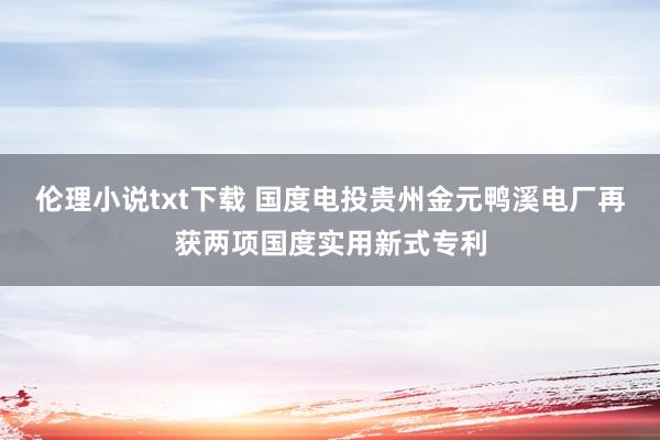 伦理小说txt下载 国度电投贵州金元鸭溪电厂再获两项国度实用新式专利