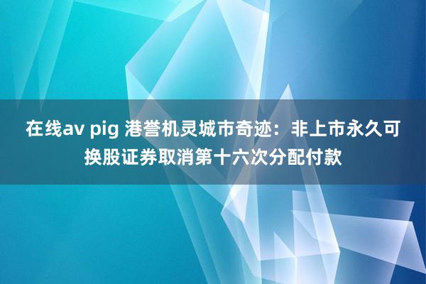 在线av pig 港誉机灵城市奇迹：非上市永久可换股证券取消第十六次分配付款