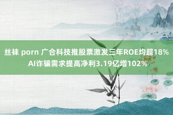 丝袜 porn 广合科技推股票激发三年ROE均超18% AI诈骗需求提高净利3.19亿增102%