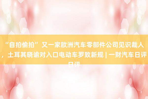 “自拍偷拍” 又一家欧洲汽车零部件公司见识裁人，土耳其晓谕对入口电动车罗致新规 | 一财汽车日评