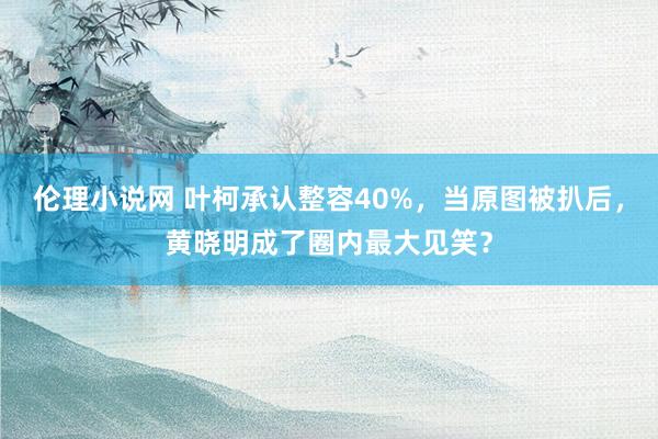 伦理小说网 叶柯承认整容40%，当原图被扒后，黄晓明成了圈内最大见笑？