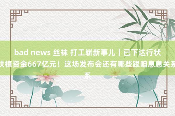 bad news 丝袜 打工崭新事儿｜已下达行状扶植资金667亿元！这场发布会还有哪些跟咱息息关系