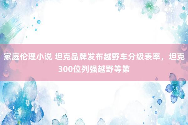 家庭伦理小说 坦克品牌发布越野车分级表率，坦克300位列强越野等第