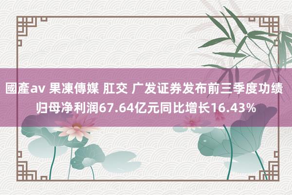 國產av 果凍傳媒 肛交 广发证券发布前三季度功绩 归母净利润67.64亿元同比增长16.43%