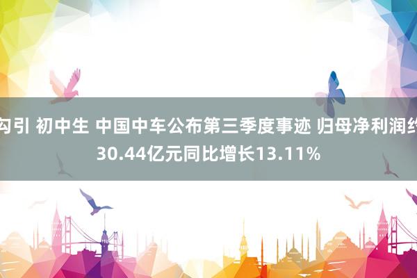 勾引 初中生 中国中车公布第三季度事迹 归母净利润约30.44亿元同比增长13.11%