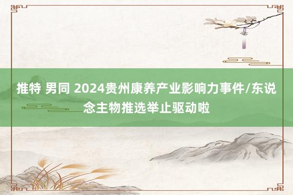 推特 男同 2024贵州康养产业影响力事件/东说念主物推选举止驱动啦